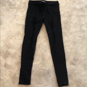 Express Mid Rise Black Distressed Jeans